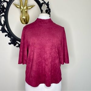 Jealous Tomato Wine Burgundy Colored Faux Suede Top